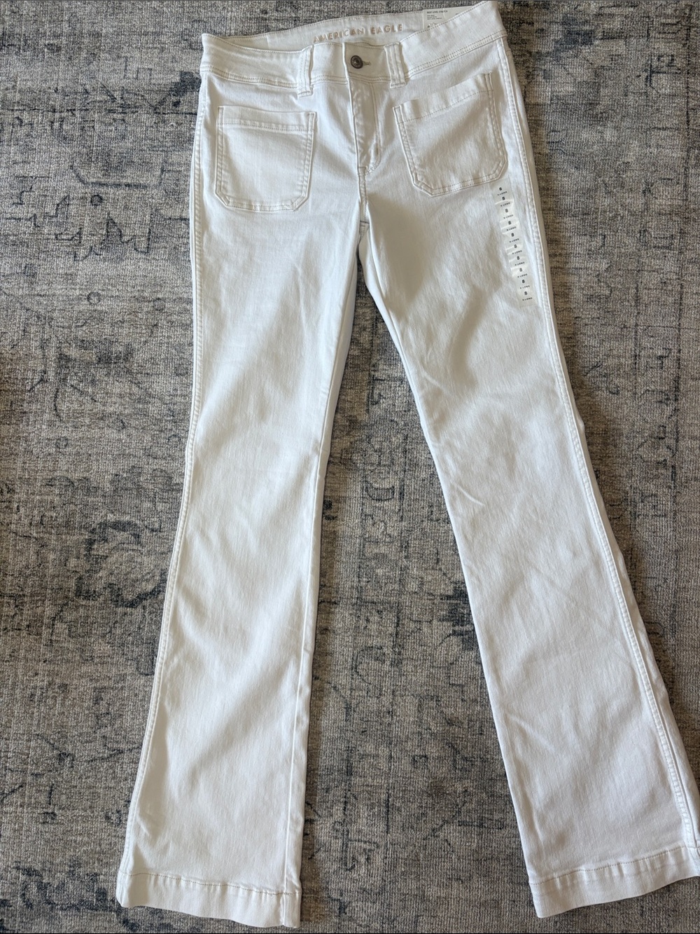 American Eagle Outfitters White Flare Jean - Low Rise Wide Leg